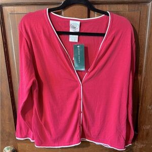 Laura Ashley Pink Cardigan with White Piping